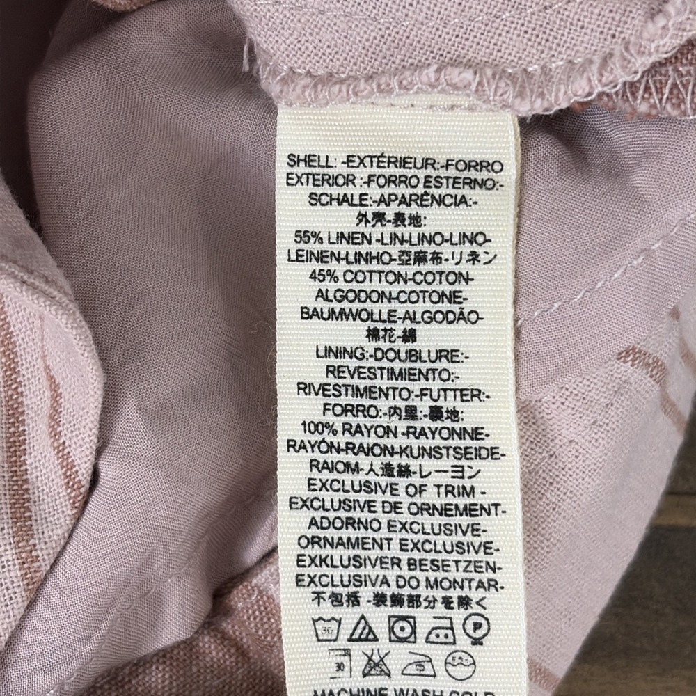 Free People Tuscan Sunrise Skirt Womens 8 Mauve Pink Stripe Linen Blend - Picture 7 of 10